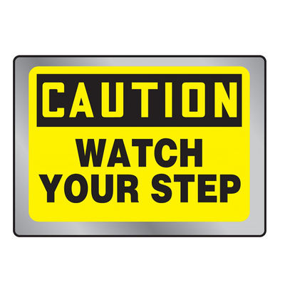 Warning Photoluminescent Signage Laser Engraved Stainless Steel Plaques